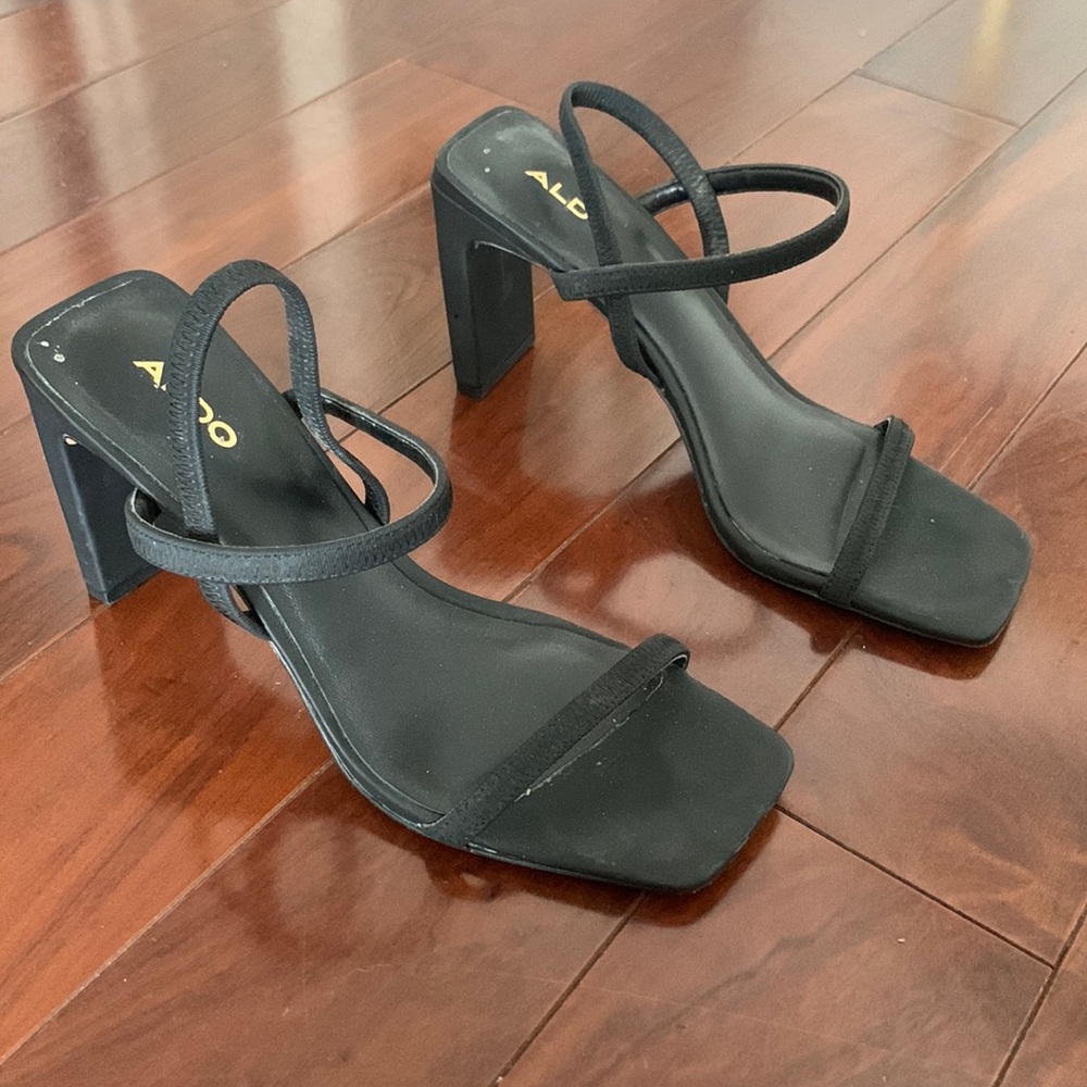 Black sling back heels